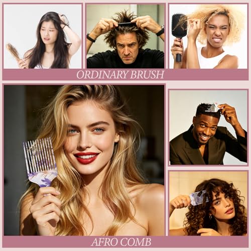 2 Peines Afro Pick para Cabello Rizado Largo y Grueso miniatura 5