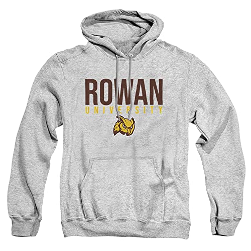 Rowan University Official Stacked Unisex Adult Pull-Over Hoodie,Athletic Heather, Medium