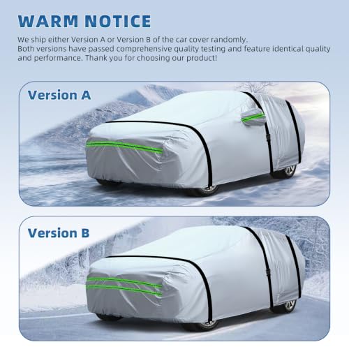 Image of 6-Layer Full Car Cover is All-Weather Waterproof, Universal in All Seasons, Snow Prevention, Rainproof, Acid Rainproof, Sunscreen, Ultraviolet-Proof, Fit SUV 205 inch-216 inch Green Reflective Strip