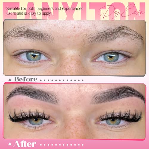 Image of FANXITON Lash Clusters Kit Wispy Clusters Eyelash Extensions Natural Lash Extension Kit 168 Pcs 10-18mm Individual Lashes Thin Band Cluster Lashes with Waterproof Lash Bond and Seal Tweezers