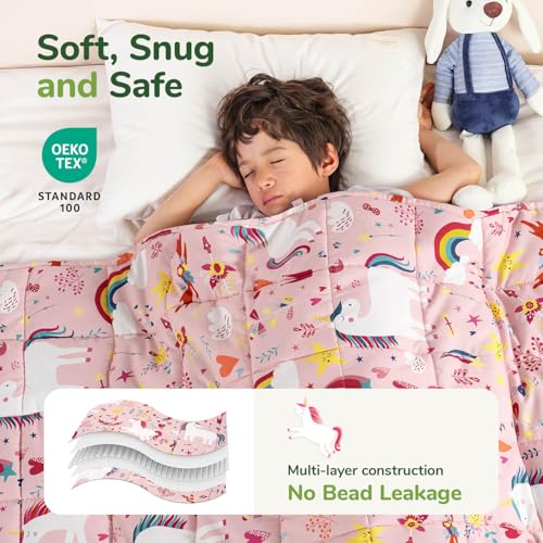 Image of Sivio Weighted Blanket 3lbs, Unicorn Small Cooling Heavy Blankets, Washable Breathable Weighted Throw Blanket for Sleep, 36 inchx48 inch-3lb, Pink