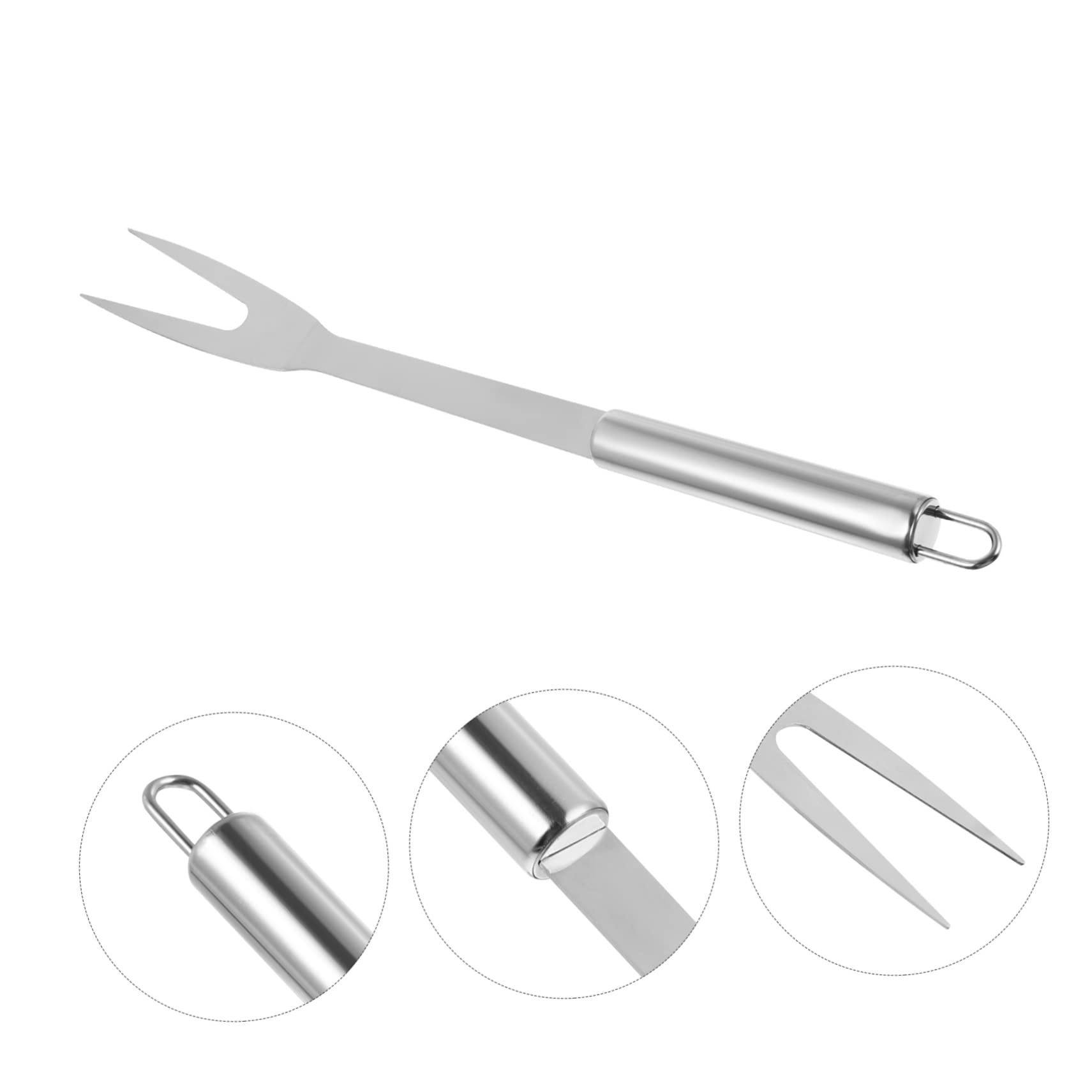 OFFSCH Stainless Steel Prong Bbq Fork Roasting Tool for Grilling Camping Long Handle for Heat Control for Meat Turkey Potatoes Convenient Storage Hook Included