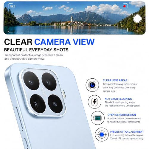 Image of FIRST MART Blue Camera Ring Guard Protector for Xiaomi 17T | Tempered Glass with Metal Alloy Rings, HD Clear, Scratch Resistant, Case-Friendly | Pack of 1
