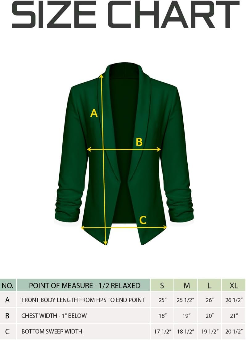 Women 3/4 Sleeve Blazer Open Front Cardigan Jacket Work Office Blazer - Image 4