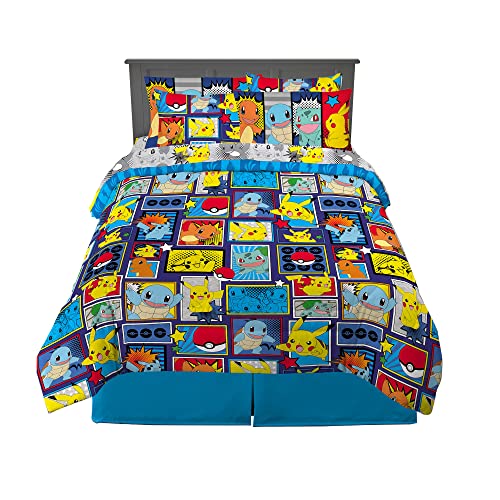 Franco Kids Bedding Super Soft Comforter and Sheet Set with Sham, 7 Piece Full Size, Pokemon