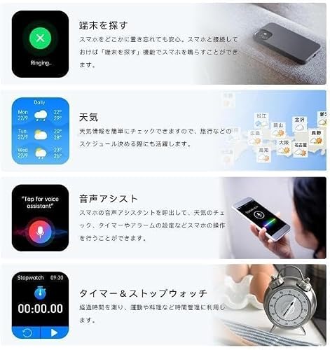 スマートウォッチ 日本製センサー 健康管理 通話機能 1.9インチ大画面 iPhone/Android対応 Bluetooth5.3 多機能測定 文字盤自由設定 多種類運動モード Lineなど着信通知 音楽再生 IP67防水 多言語対応 スマホを探す 歩数計 距離 カロリー 通話 天気表示 目覚まし時計 腕上げ点灯 日本語説明書付き (ピンク（TPU）＋金色の文字盤)