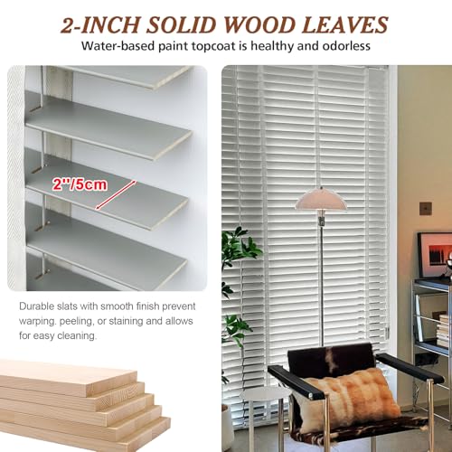 2" Slats Wood Blinds for Indoor Windows, Custom Wood Window Blinds, Wooden Venetian Horizontal Blinds & Shades for Indoor Windows, Office, Living Room, Bedroom