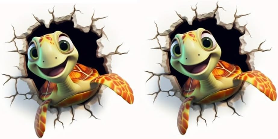 2pc Sea Turtle 3D Effect Car Sticker, 5.12"x5.12", Adhesive Funny Turtle Decal for Vehicle Windows, Walls, Laptops - Durable, Weatherproof Ocean - Themed Decoration |#AZ125 - Image 5