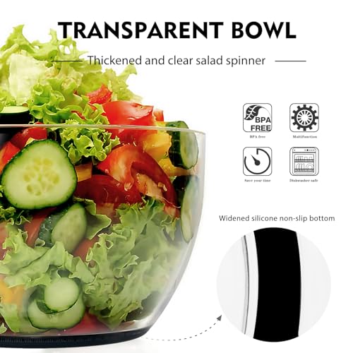 Ourokhome-Salad-Spinner-Lettuce-Dryer-One-handed-Easy-Press-Large-Vegetable-Dryer-Salad-Mixer-with-Comfortable-and-Retractable-Pusher-and-Brake-Button-for-Greens-Herbs-Berries-Fruits-63-QT