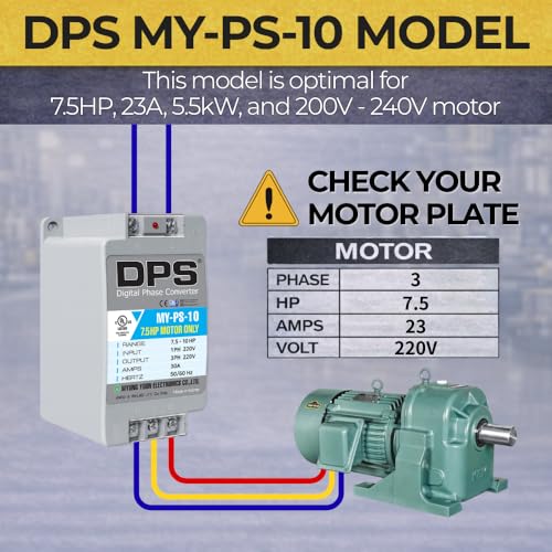 Image of DPS 10HP MY-PS-10 Used for 7.5HP(5.5kW) 23A Motor, Single to 3 Phase Converter, 1 DPS Must Be Used for 1 Motor Only, Input /Output 200-240V, UL Listed