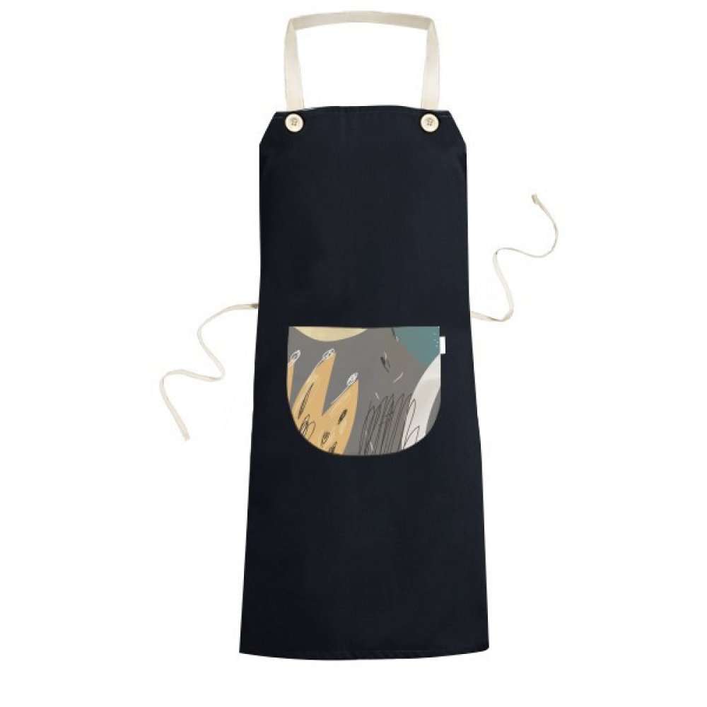 Tablier de cuisine noir homme femme avec poche bavette réglable plantes gris
