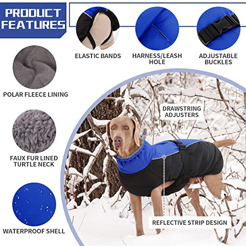 Wasserdichter Hundemantel Winter Warme Hundejacke, Hundebekleidung Outfit für kleine mittel große Hunde, Hundepullover mit Sicheren Reflexstreifen für Labrador Chihuahua Französische Bulldogge