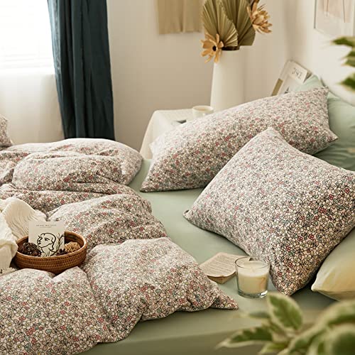 Botanical Garden Floral Duvet Cover Twin Soft 100% Jersey Knit Cotton Floral Comforter Set With 2 Pillowcases Chic Aesthetic Full/Twin Floral Bedding Set For Women Girls,Comfortable,Breathable #TOP4