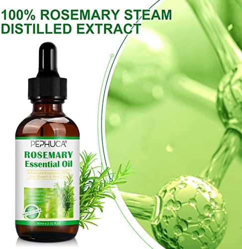 Rosemary Oil for Hair Growth & Skin Care - 100% Pure Organic Rosemary Essential Oil for Eyebrow and Eyelash, Nourishes The Scalp, Stimulates Hair Growth for Men Women 60ML