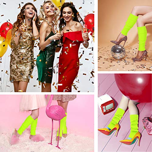 Image of v28 Women Warm Leg Warmers 80s Retro Party Costume Knit Ballet Neon Long Socks