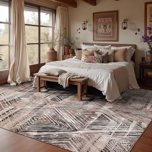 Image of Medallion Vintage Look Carpet for Living Room Bedroom Dining Room | Washable Area Rug with Non Slip TPR Backing | Modern Floor Carpet for Home(Design01-5x7 Feet)