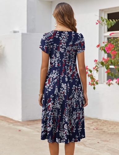 Image of ZEAGOO Womens Casual Dresses for Summer Short Sleeve Flare Midi Dress Loose Flowy Beach Sundress