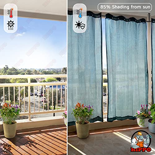 Image of HIPPO 150 GSM Outdoor Sun Blocking Balcony Eyelet /Grommet Curtains Sun & UV Protection, Light Filtering 3FTX4.5FT Window Curtain (Cool-Blue)