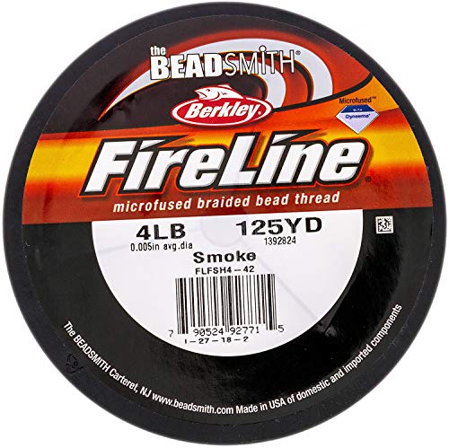 The Beadsmith Fireline by Berkley – Micro-Fused Braided Thread – 4lb. Test, 005”/.12mm Diameter, 125 Yard Spool, Smoke Grey – Super Strong Stringing Material for Jewelry Making and Bead Weaving…