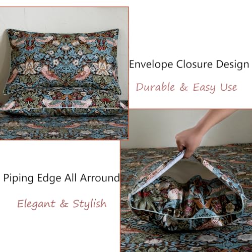 Image of FADFAY Cal King 100% Egyptian Cotton Sheets Set 4 Piece, Luxury Soft Breathable Cooling Bed Sheets, Deep Pocket Hotel Quality Bedding for Hot Sleepers, Botanical Floral Bird Print All Season Comfort