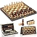 Jeu D'éChecs,2 en 1 Echiquier Magnetique,Echecs en Bois Pliable avec Emplacements De Rangement,pour Enfants Adultes, éChecs De Voyage,Jeux De Stratégie (39x39cm)