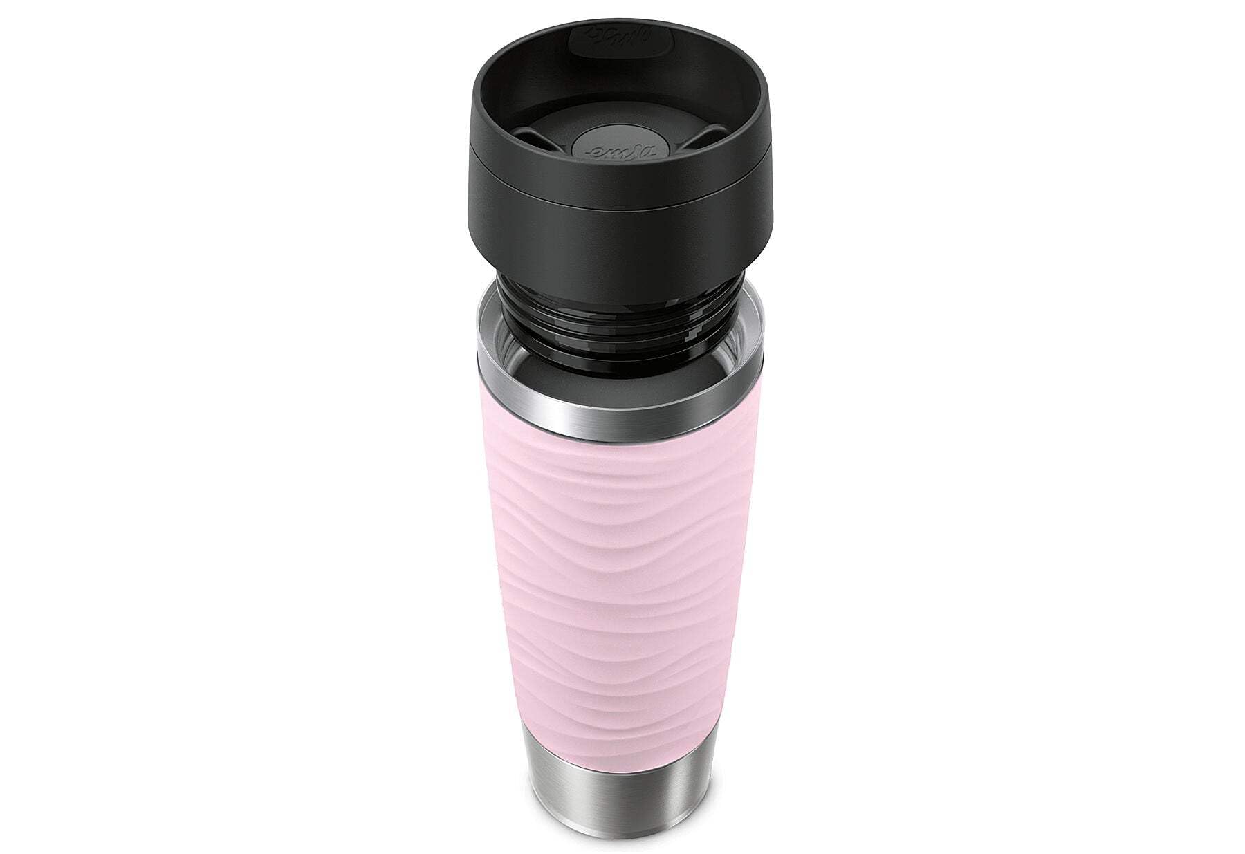 Emsa N20227 Travel Mug Wave kubek termiczny 0,5 litra | nowa komfortowa zakrętka | stal nierdzewna | 6 h gorąca i chłodna przez 12 h | 100% szczelności | nadaje się do mycia w zmywarce | otwór do