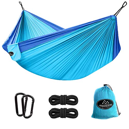 Madera Outdoor Hammocks - Camping Hammock for Outdoors, Backpacking & Camping Gear - Portable Hammock for Travel, Outdoors - Tree & Hiking Gear - Hammock That Holds 400lbs (Azul)