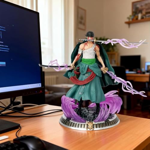 Image of Lefan Action Figure Limited Edition for Home Decors, Office Desk,Study Table Car Dashboard Attractive Lightweight Durable Home & Office Decoration Gift (Anime Standing Zoro with Flare)