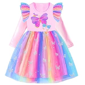 VIKITA Toddler Girls Dresses Winter Long Sleeve Tutu Party Dress for Girl 2-12 Years Xmas Gift