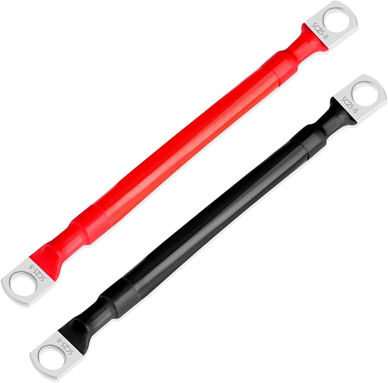 Cabos de bateria XIOGZAXI 4 AWG com terminais de anel M8, 15 cm – 2 unidades