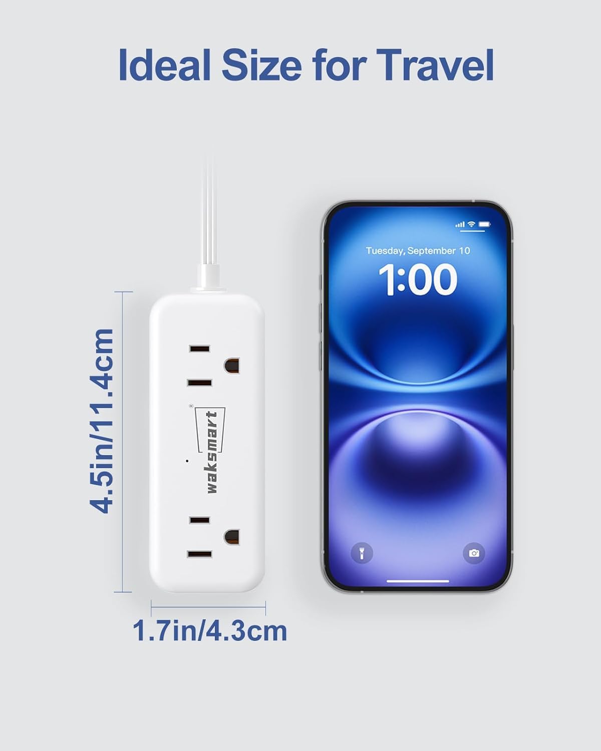 PD20W 3-Fuß-Flachstromleiste mit 4 AC-Ausgängen, 3 USB-Ports mit Schnellladung, kompakte flache Wandsteckdose für Studentenzimmer, Reisen, Zuhause, Büro und