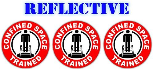 (x3) | Confined Space Trained & Certified Hard Hat Sticker/Helmet Decal Label Lunch Tool Box 2"x2" (Black)