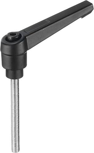 Miniatura 72 de uxcell Palanca de sujeción ajustable M8 x 1.181 in métrica 304 acero inoxidable macho roscado perillas de mano con botón de trinquete giratorio
