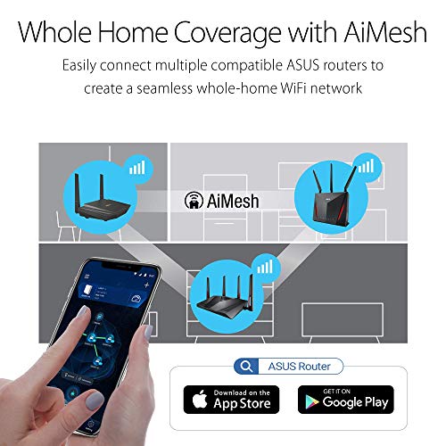 Image of ASUS RT-AX55 AX1800 Dual Band WiFi 6 Gigabit Router, 802.11ax, Lifetime Internet Security, Parental Control, Mesh WiFi Support, MU-MIMO, OFDMA, 4 Gigabit LAN Ports, Beamforming (Renewed)