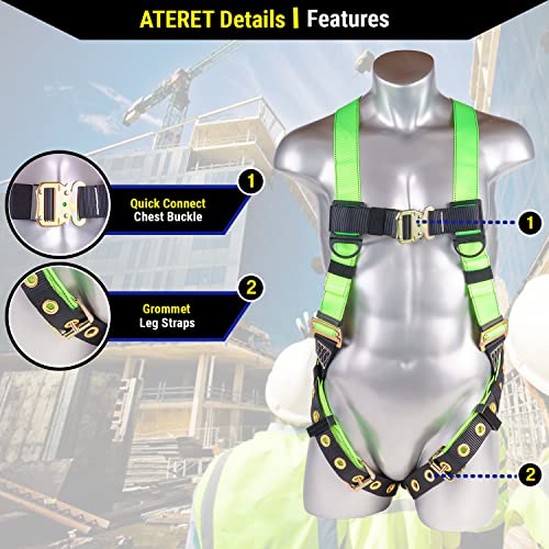 Image of Construction Harness 5 Point Adjustment, Back D-Ring, Grommet Legs, Multiple Styles I OSHA ANSI Compliant