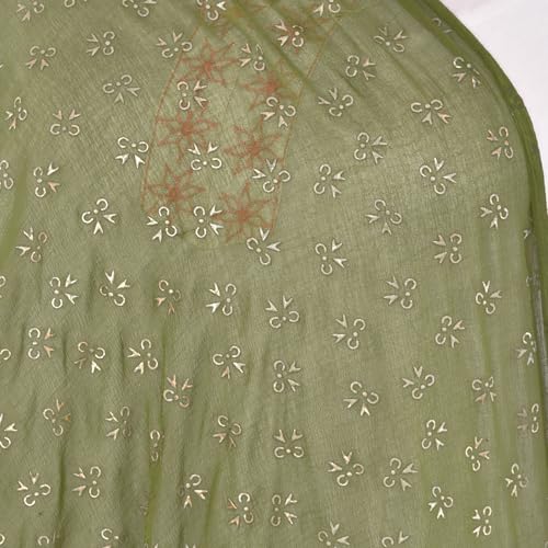 Image of YOUTHQUAKE Soft Chiffon Dupatta with Golden Foil Print & Tassels for Women & Girls