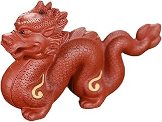 FIYOEO Juego de té de arena púrpura Pet Dragon 12 del zodiaco hecho a mano escultura fina accesorios para ceremonia de té (rojo)