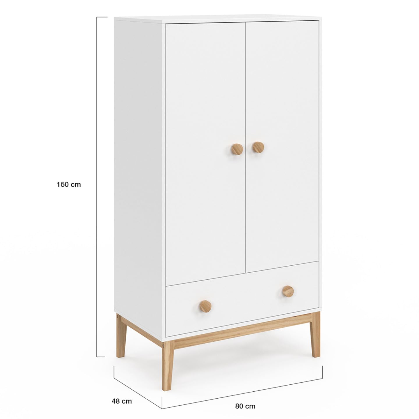 IDMarket - Armoire Enfant 2 Portes Jacob avec tiroir Blanc et Bois