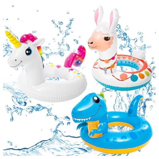POPOYU 3 juguetes inflables de piscina para niños, unicornio, alpaca, dinosaurio, piscina, flotadores inflables para piscina, juguetes de piscina, anillos de natación de goma para regalo de verano,