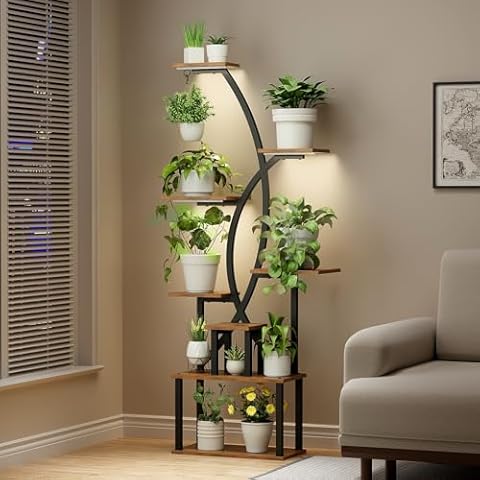 Kavlium Plant Stand Indoor with Grow Lights，8 Tier 65 inch Tall Multiple Plant Rack Potted Holder Rack Flower Pot Stand Heavy Duty Plant Shelf，Suitable for Indoor and Terrace Use Cover