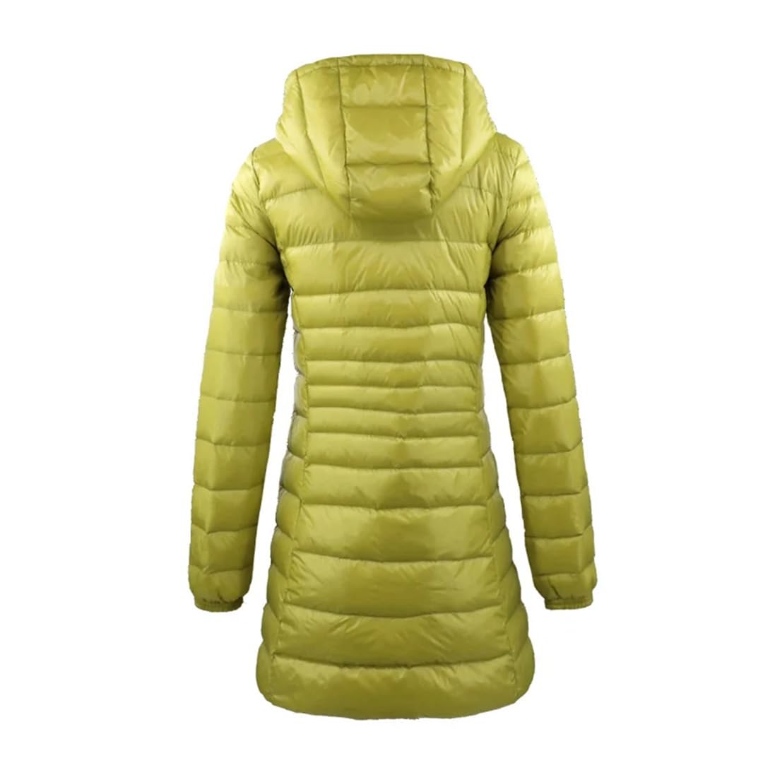 Yeuyyben Piumino lungo da donna caldo con borsa portatile da donna ultra leggero piumino da donna soprabiti da donna lunghezza anca