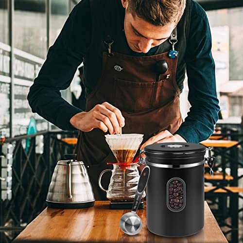 ROCKY&CHAO Kaffeedose Luftdicht aus Edelstahl 2,8L Kaffeebhnen Behälter mit Sichtfenster an der Seite 1kg Vorratsdose für Tee Nüsse Kakao… – Ansicht 6