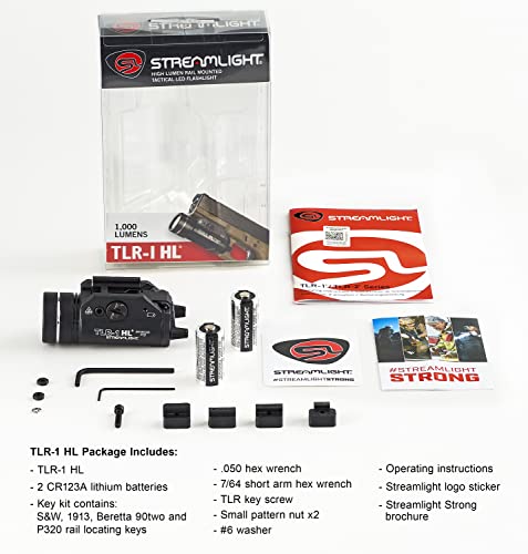 Streamlight 69260 Tlr-1 Hl 1000-Lumen Weapon Light With Rail Locating Keys And Lithium Batteries, Box, Black #TOP5