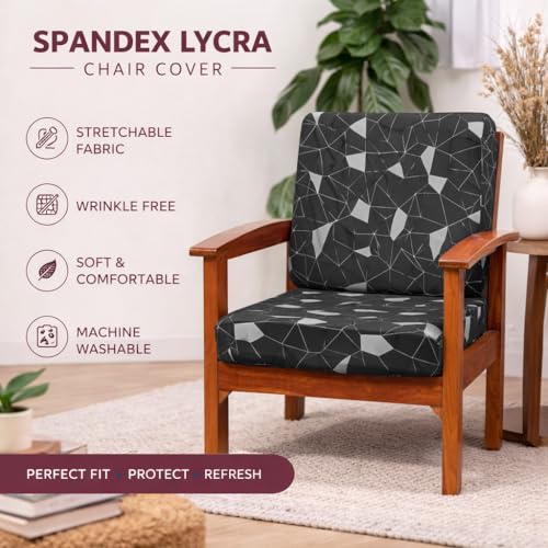 Image of STITCHNEST 'Contour Fit Series' Stretchable Printed Wooden Sofa Cover (Pack of 10) - Elastic Wooden Chair Cover | Wooden Sofa Seat Cover | Size - 20-21 x 20-21 x 3-5 in