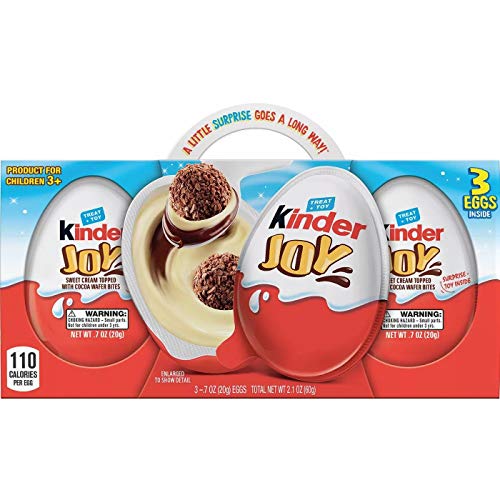 Kinder Joy Egg Sweet Cream Topped with Cocoa Wafer Bites Chocolate Treat + Toy - 3ct