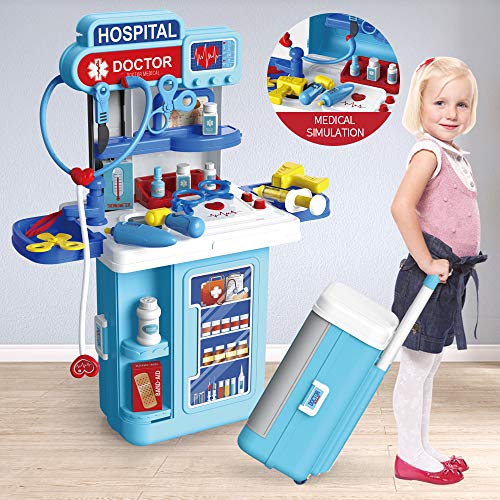 Doctor Toy Kit for Kids,3 in1 Pretend Doctor Workbench ,with Lights, Sounds.27Pcs Electronic Stethoscope,Doctor Medical Play Toys Set.for 2.3.4.5.6 yrs Girls/boy