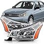 AKKON - Fits 2008-2011 Ford Focus OE Factory Style Headlights Headlamps Pair Replacement - Chrome Housing