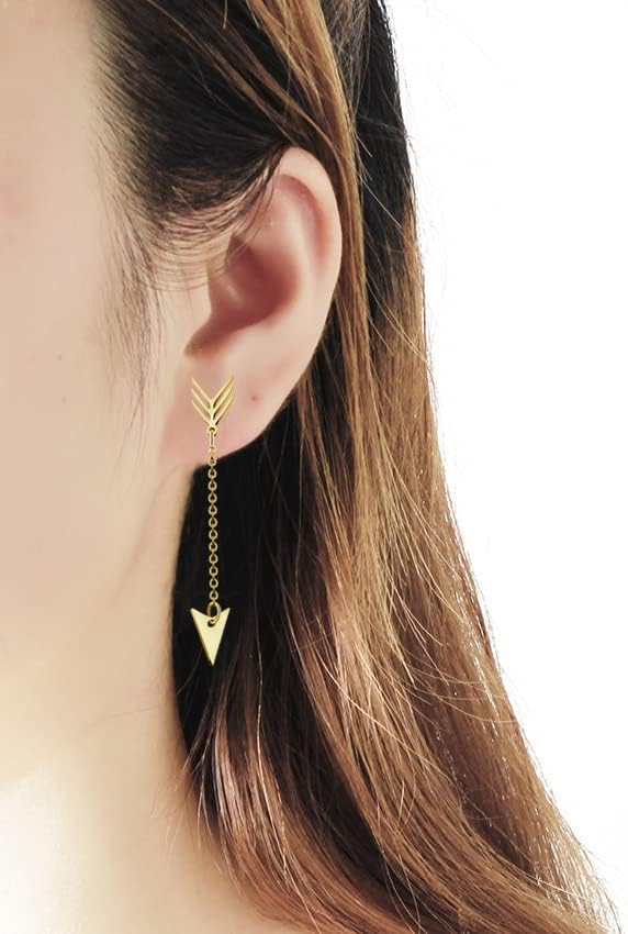 Miniatura 3 de TRUNO SEA - Aretes colgantes de flecha de dardos simples para mujer Kolczyki joyería de moda color dorado cadena larga aretes colgantes Joyas