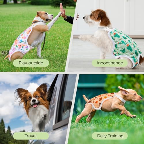 Image of 3 Pack Washable Female Dog Diapers with Adjustable Suspender, Reusable Sanitary Panties for Dogs in Heat, Leak-Proof Design for Small Dogs