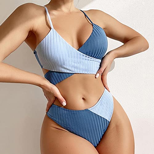 Haut maillot de bain bleu haut de gamme avec armatures M - 2